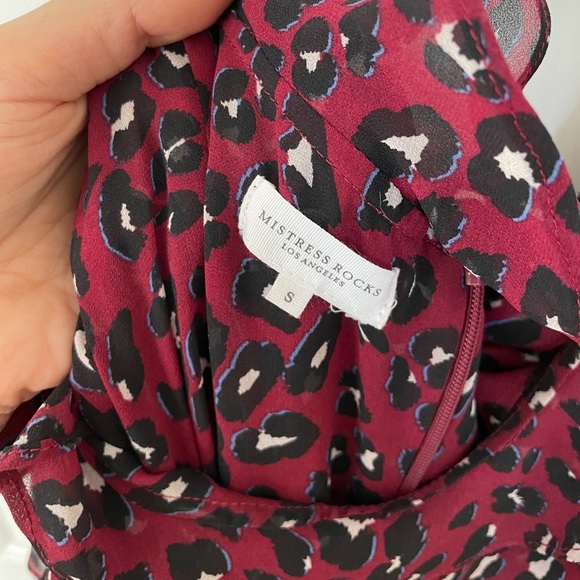 Mistress Rocks Deep Red Leopard Ruffle mini dress - Picture 2 of 4